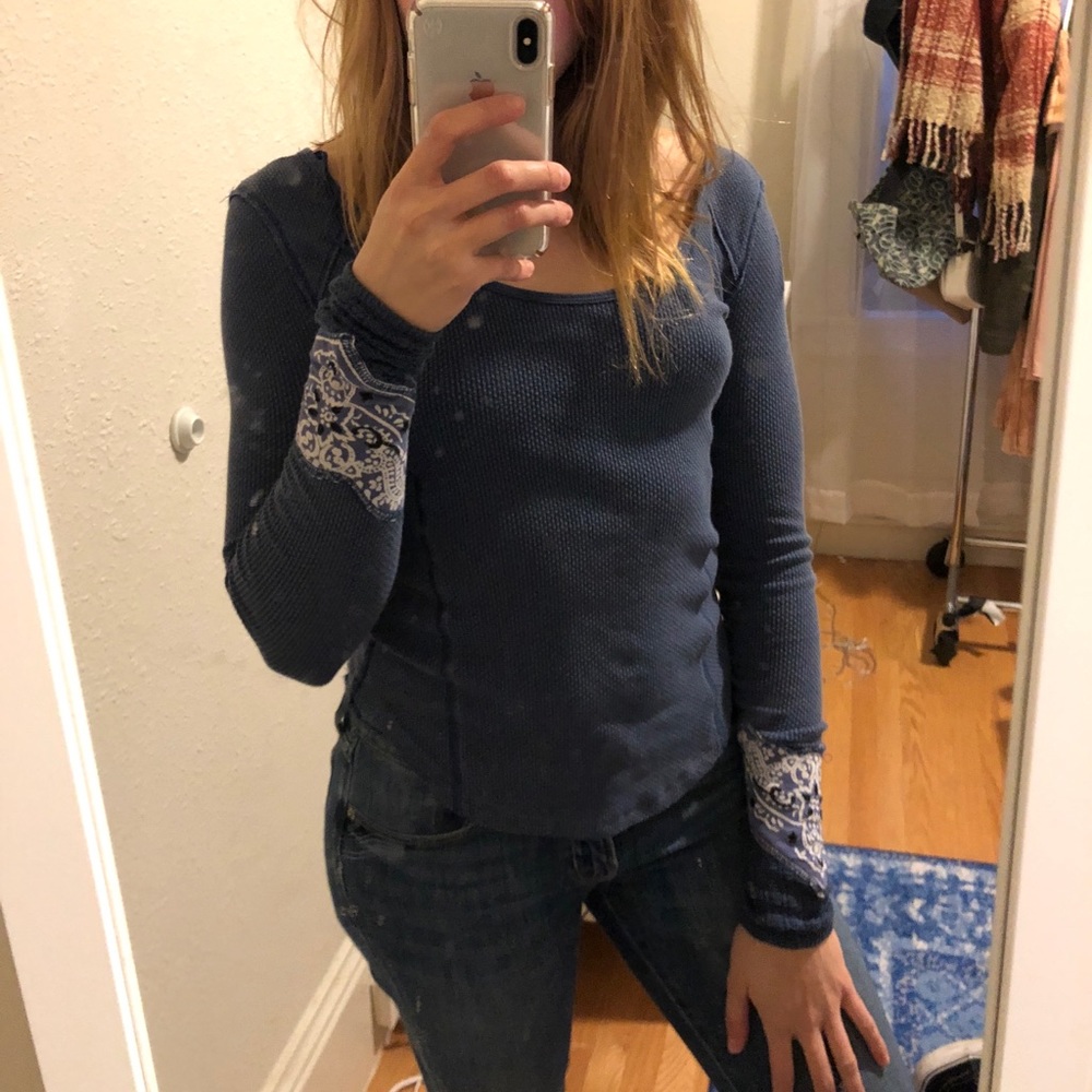 Free people detailed cuff Henley